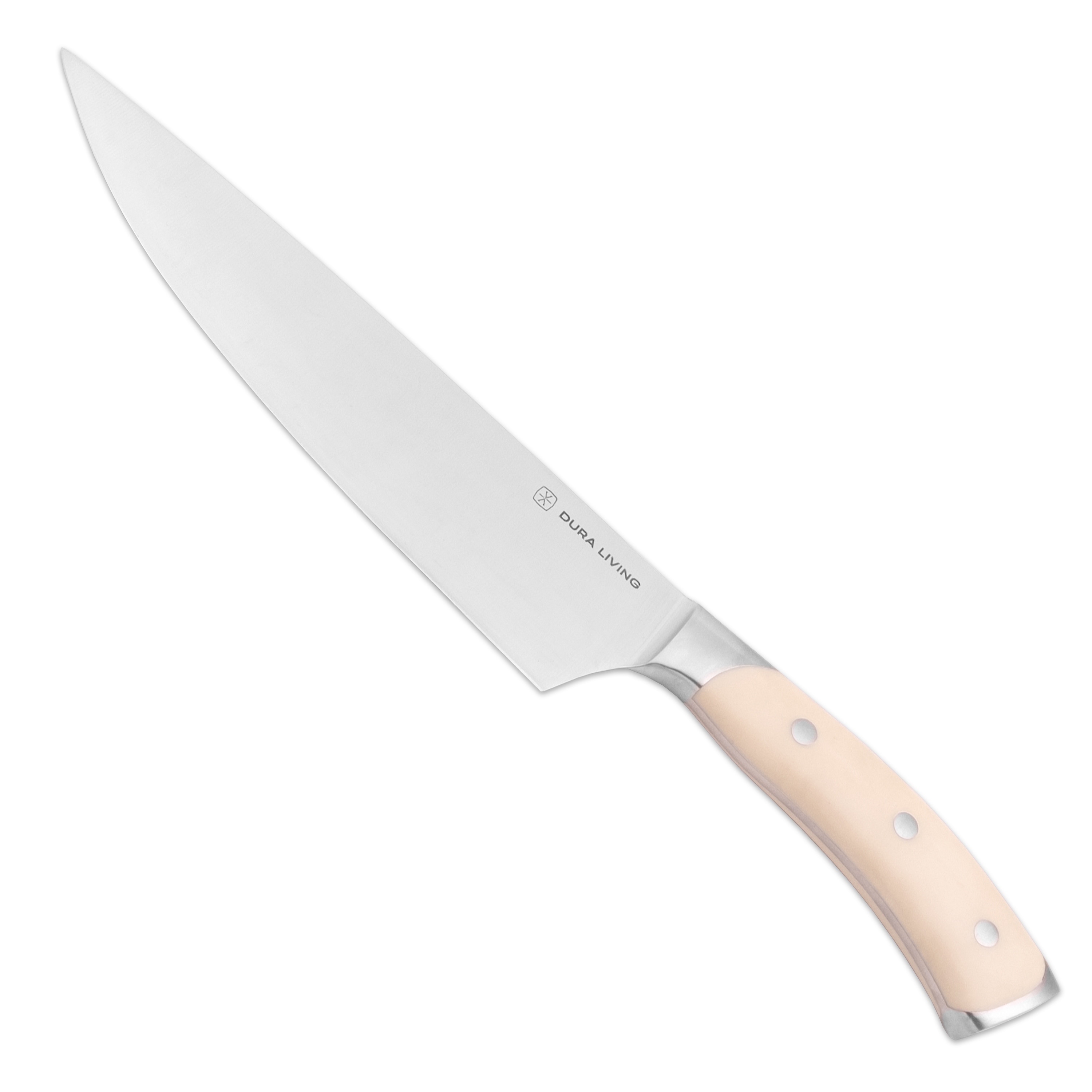 Dura Living Chef Knife - 8 Inch Professional Forged Kitchen Knife - High Carbon German Quality Stainless Steel, Cream - 8 inches