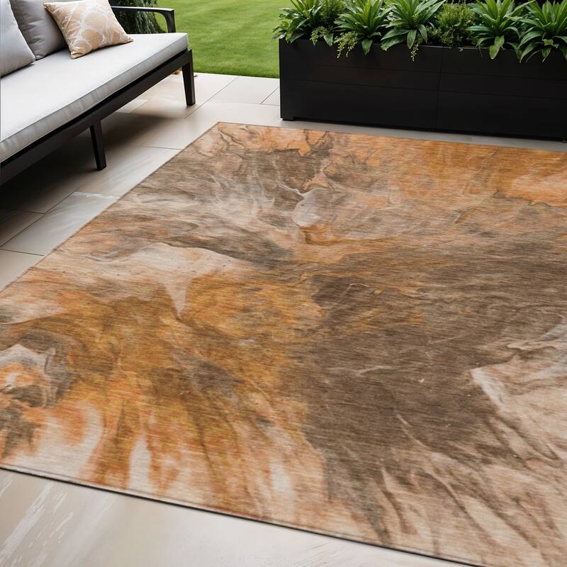 HomeRoots Abstract Transitional Rectangle Outdoor Rug - 5' X 8'