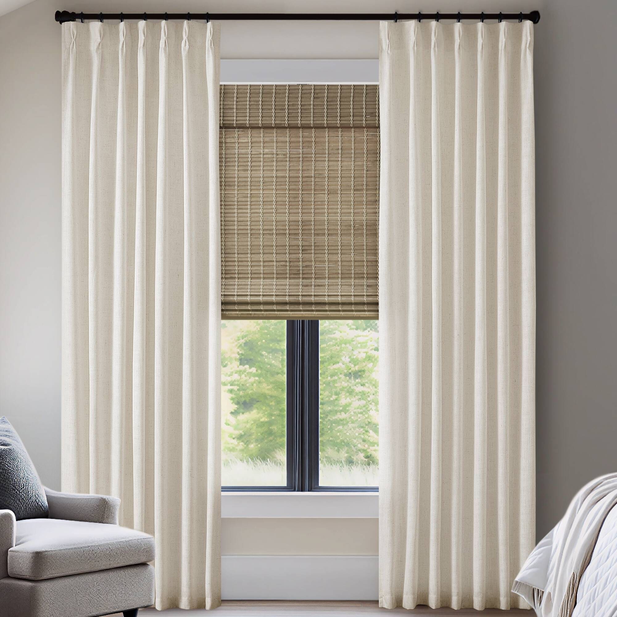 Madison Park Emery 300gsm poly linen with 7 pinch pleat per pc