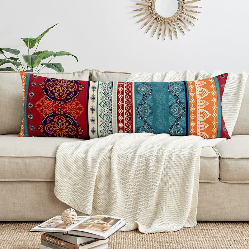 Sweet Jojo Designs Boho Chic Mandala Body Pillow Case Pillow Not Included Red Blue Bohemian Colorful Vintage Retro Tribal Luxury
