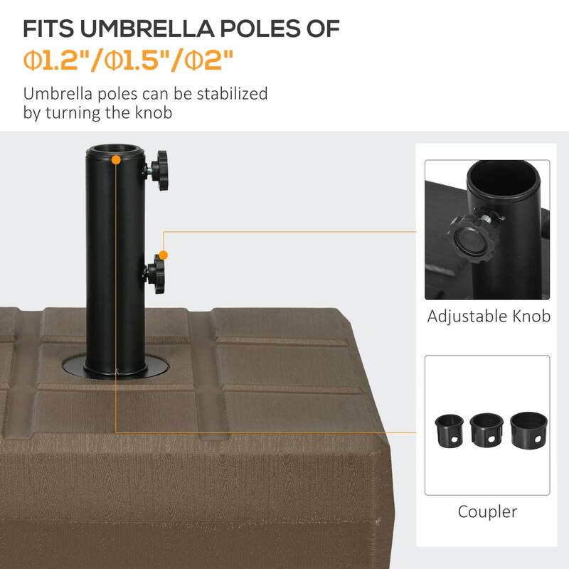 Outsunny 88 lbs. Fillable Umbrella Base with Steel Umbrella Holder for 1.25", 1.5" or 2" Umbrella Poles