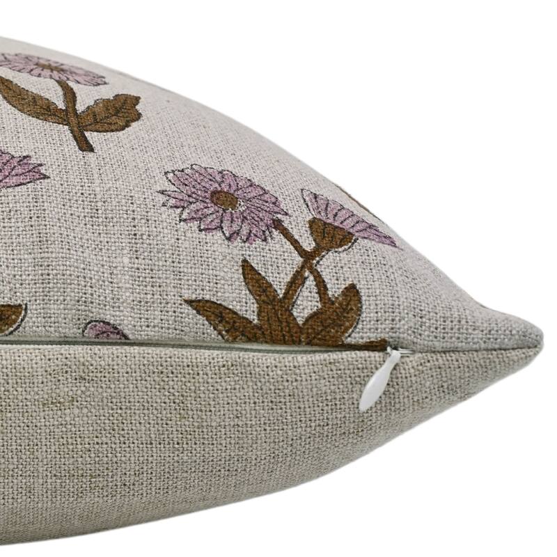 Linen Farmhouse Block print pillow Cover - Kirti