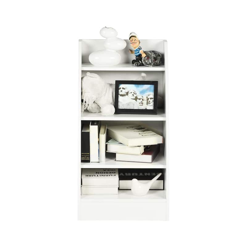 Homy Casa Kids' White Bookshelf, 4-Tier Board Storage Organizer