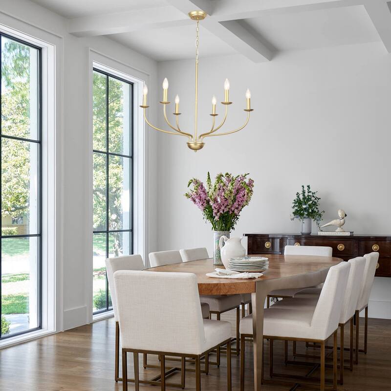 6-Light Farmhouse Candle Chandelier Modern Hanging Lamp for Living Room Kitchen Hallway Entryway - N/A