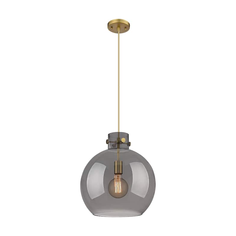 Innovations Lighting Newton Sphere - 1 Light 14" Cord Hung Pendant - Brushed Brass/Light Smoke