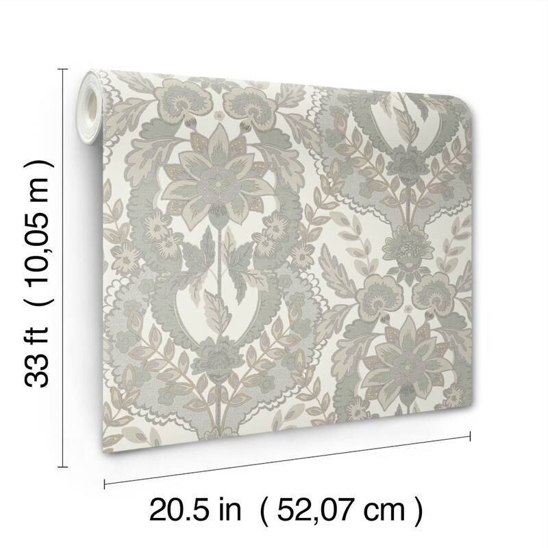 Chris Loves Julia x A-Street Prints Collins Light Blue Damask Wallpaper