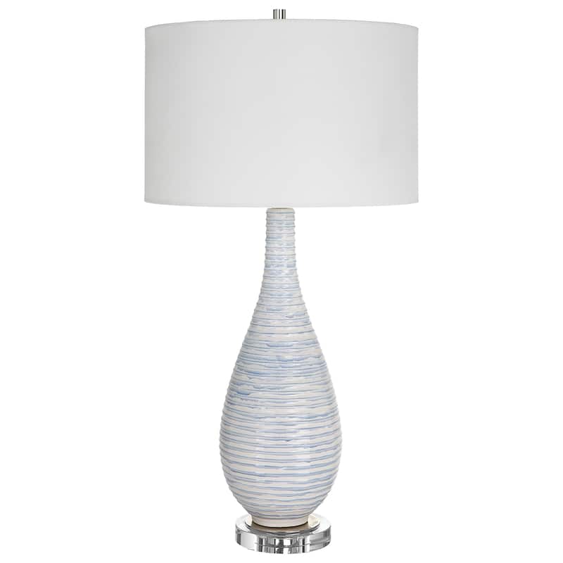 Uttermost Clariot Ribbed Blue Table Lamp - 31.75 x 16 x 16 - 31.75 x 16 x 16