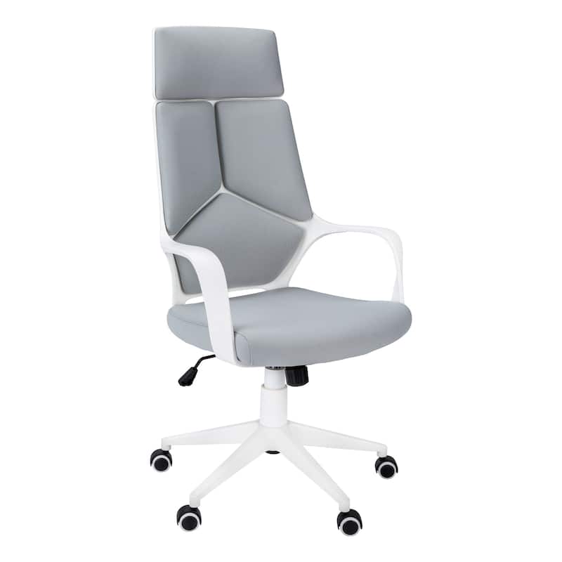 High Back White and Grey Executive Office Chair with Padded Seat, Adjustable Height and Swivel Casters