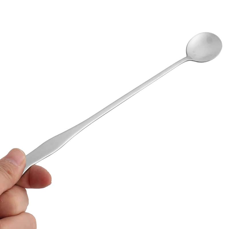 Stainless Steel Long Handle Tea Latte Coffee Ice Cream Spoon 25cm Length 4pcs - Silver Tone
