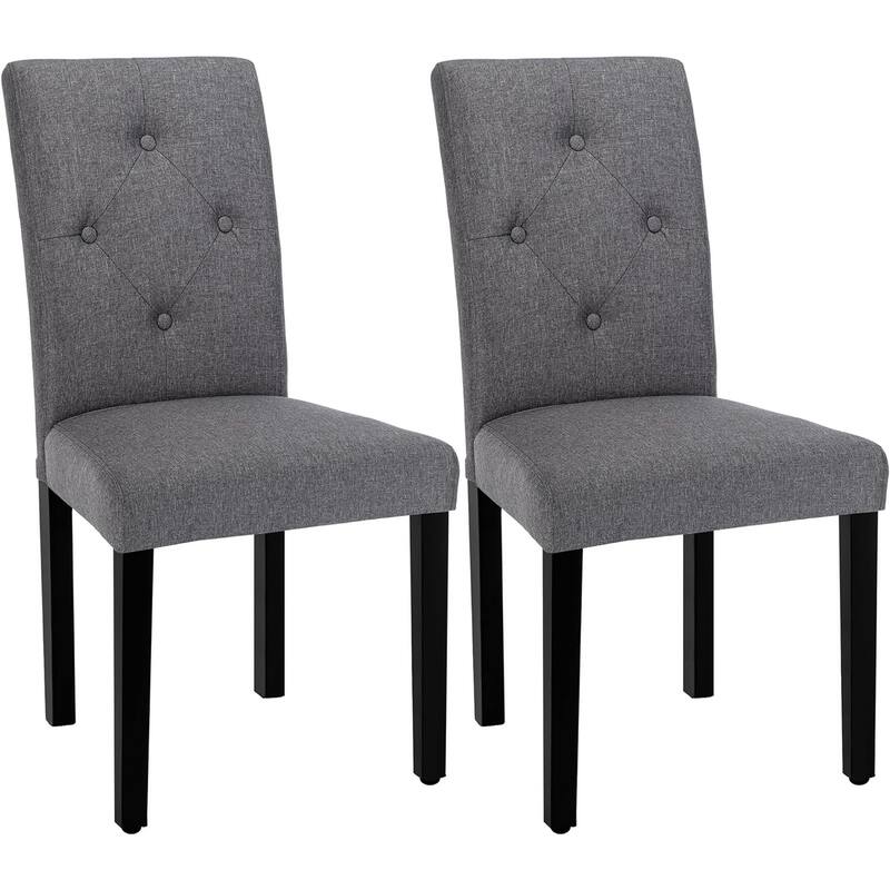 Upholstered Dining Chairs Set of 2/4/6 Modern Dining Chairs with Solid Wood Legs and High Back Dining Room Chairs - Set of 2 - Grey