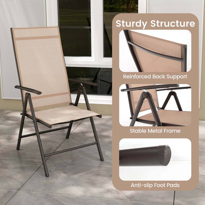1/2 Pack Folding Patio Chair Outdoor Chair w/ Adjustable High Backrest