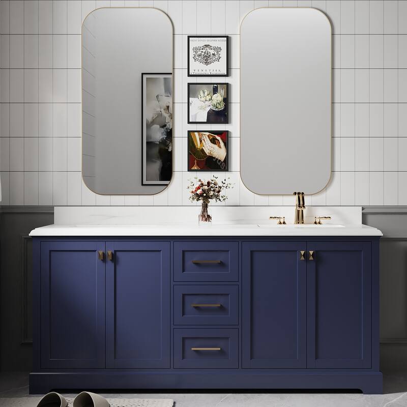 Bathroom Vanity Set with Sink - NAVY BLUE