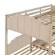 preview thumbnail 5 of 16, Full Over Twin & Twin Velvet Triple Bunk Bed with Drawers & Guardrails, Solid Wood Detachable Triple Bedframe for 3 Kids/Adults