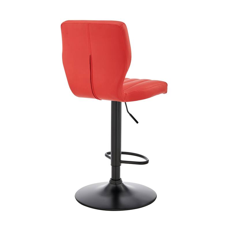 25" Red And Black Iron Swivel Adjustable Height Bar Chair - Red and Black
