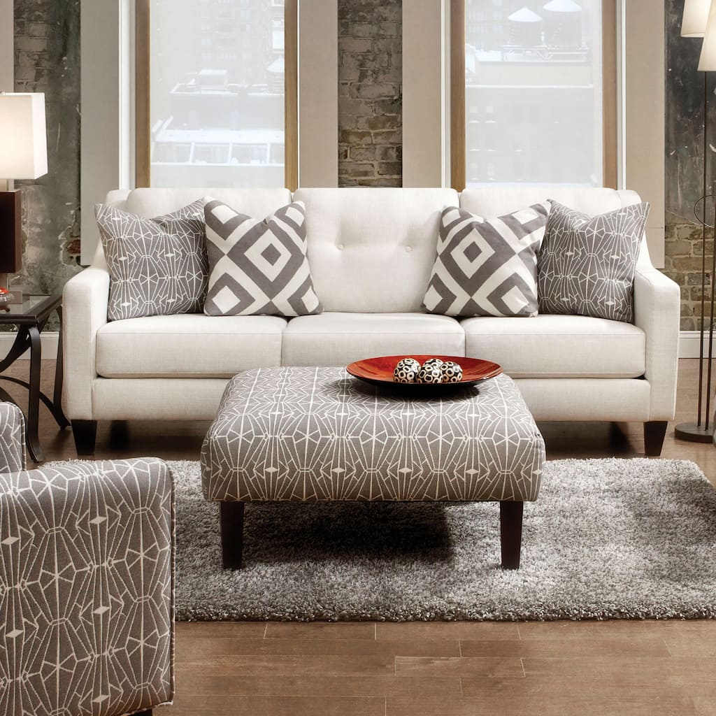Cara Contemporary Ivory Fabric Padded Loveseat by Furniture of America