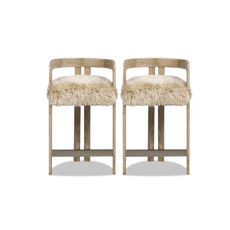 Millwick 26.5" Low Back Ash Wood Counter Height Bar Stool - 21"W X 20"D X 27"H