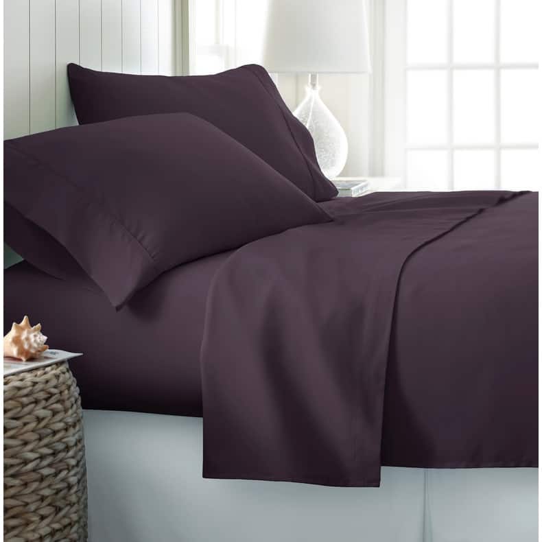 Becky Cameron Ultra-soft Deep Pocket Microfiber 4-piece Bed Sheet Set - California King - Purple