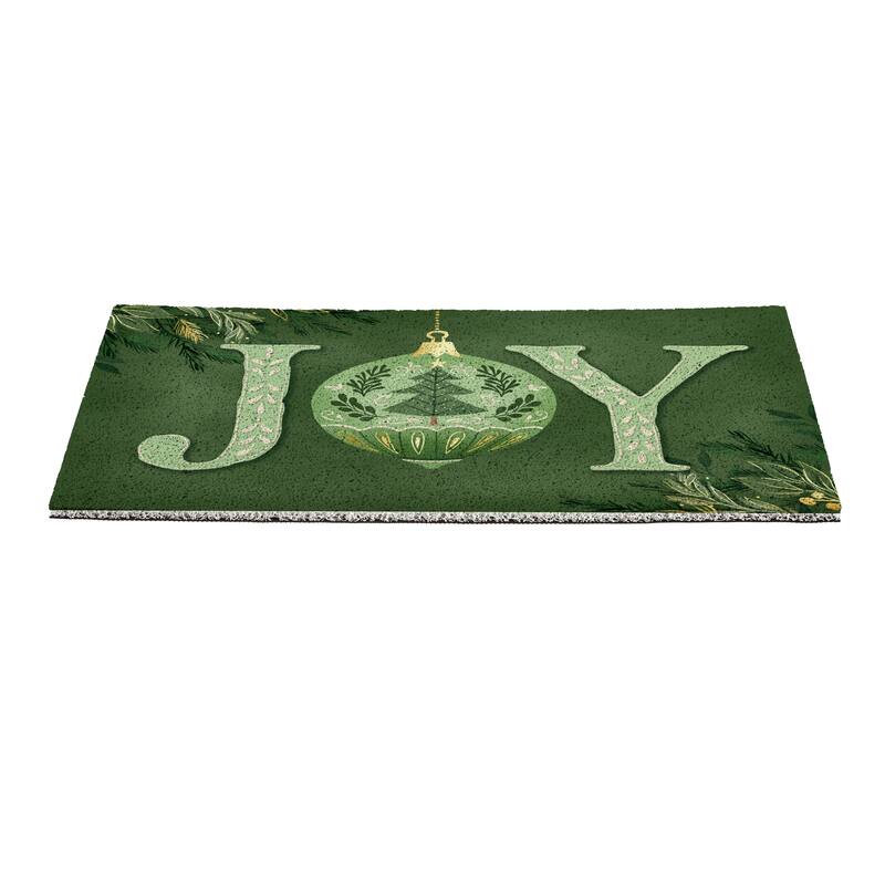 Shades of Green Joy PVC Door Mat - "Joy To The World" - 28" x 16"