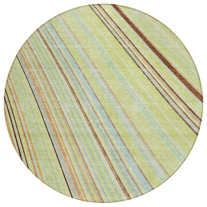 Machine Washable Indoor/ Outdoor Stripe Wave Chantille Rug