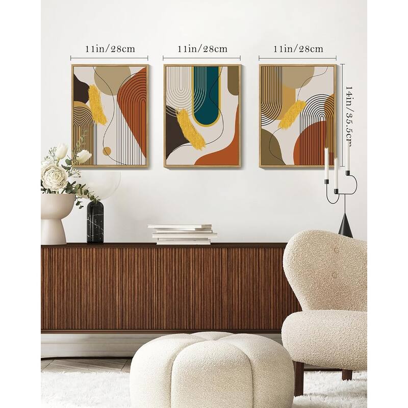 Abstract Framed Wall Art Modern Minimalist Luxury Gold Line Artwork