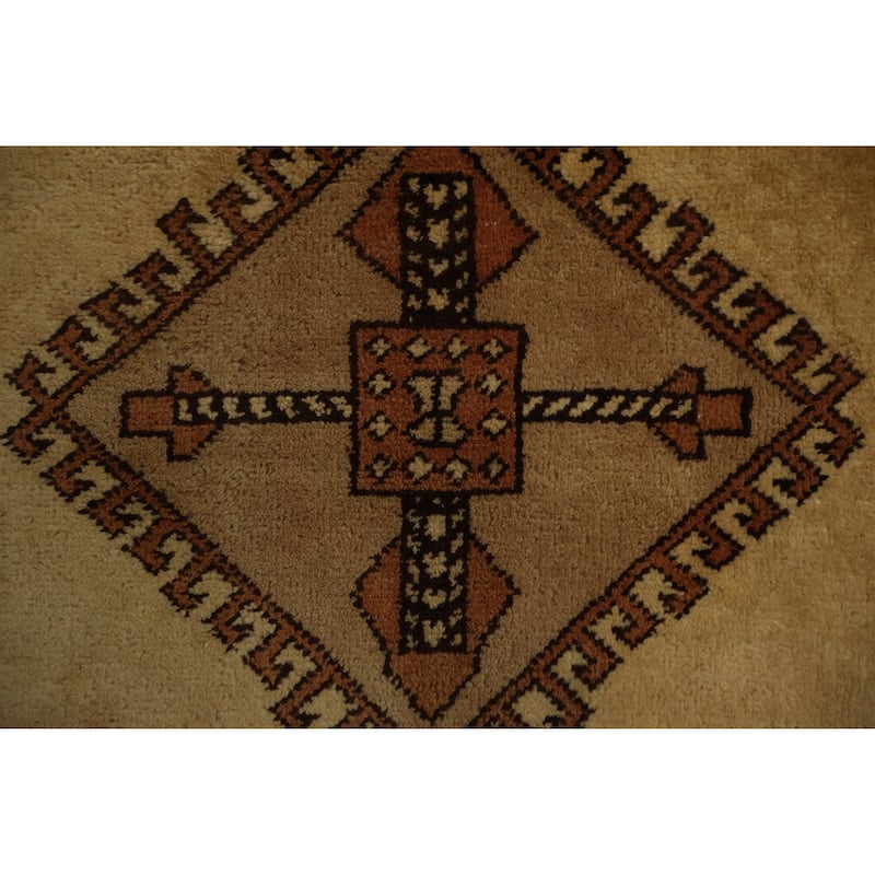 Hand Knotted Oriental 100% Wool Carpet Tribal Medallion Yellow & Gold Gabbeh Area Rug - 5' 5'' X 3' 4''