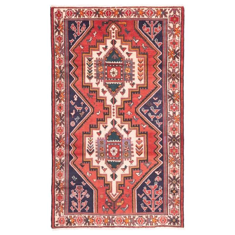 ECARPETGALLERY Hand-knotted Andelz Red Wool Rug - 4'4 x 7'4