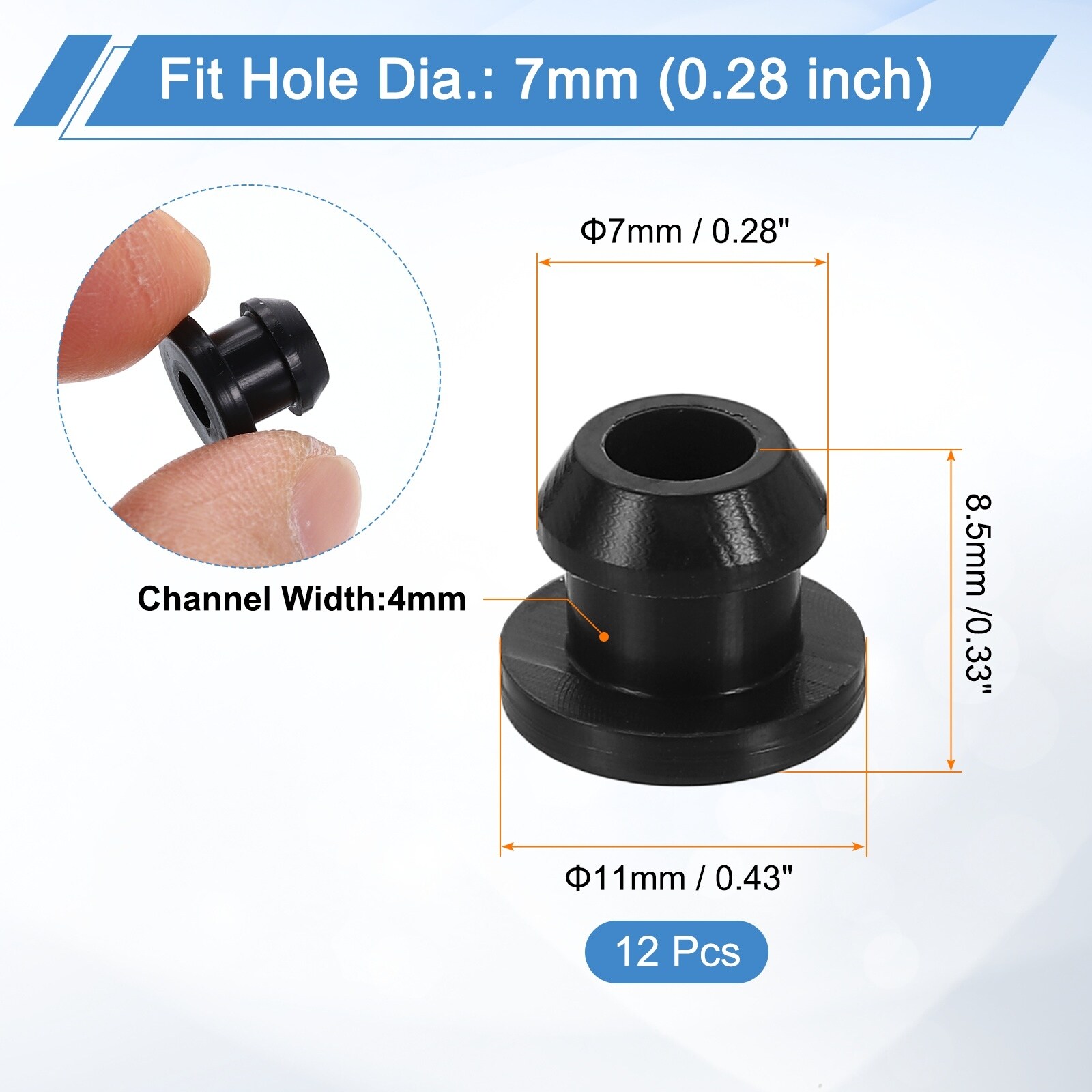 Rubber Grommets Hole Top Hat Grommet Silicone Rubber Hole Plug Gasket for Electrical Box Cable Pipe