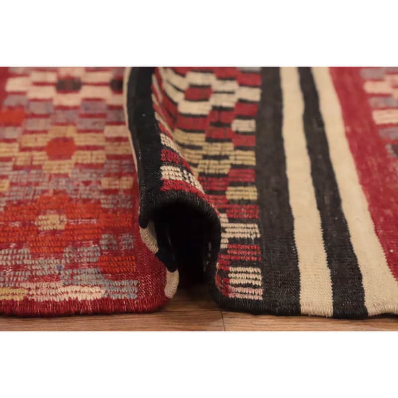 Hand Woven Oriental 100% Wool Carpet Southwestern Tribal Multi-Colored Kilim Area Rug - 9' 0'' X 6' 0''