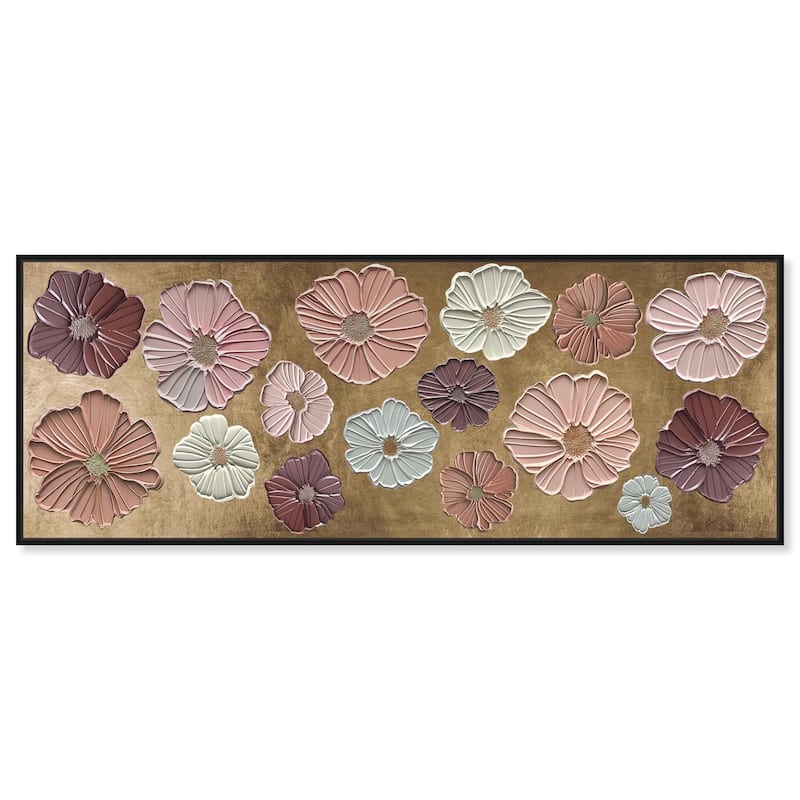 Floral Impasto Muted Panoramic Canvas by Art Remedy - Black - 54" x 20"