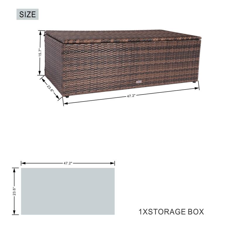 7-Piece Patio Wicker Sofa Set With Aluminum Dining Table and Storage End Table