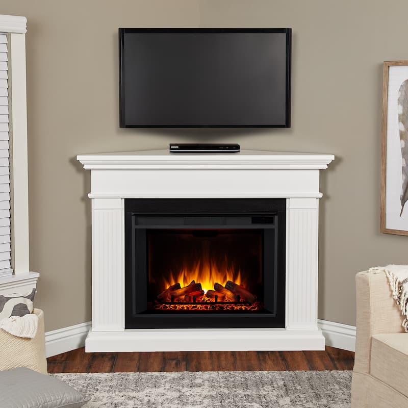 Kennedy 55.5" Grand Corner Electric Fireplace in White by Real Flame