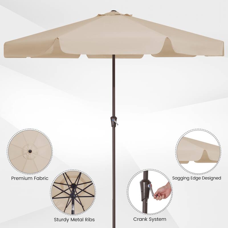 11ft Patio Market Umbrella with UV-Resistant and Sagging Edge Designed
