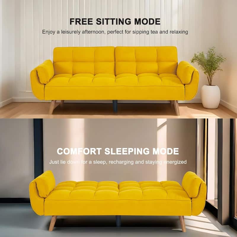 75″ Convertible Futon Sofa Bed, Small Futon Couch with Adjustable Backrest, Sleeper Sofa Couches for Small Living Room, Office