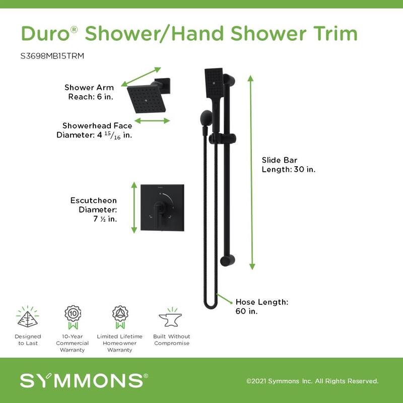 Symmons S369815TRM Duro HydroMersion Pressure Balanced Shower System