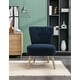 Blue Teddy Fabric Button Accent Slipper Chair With Wooden Legs - Bed ...