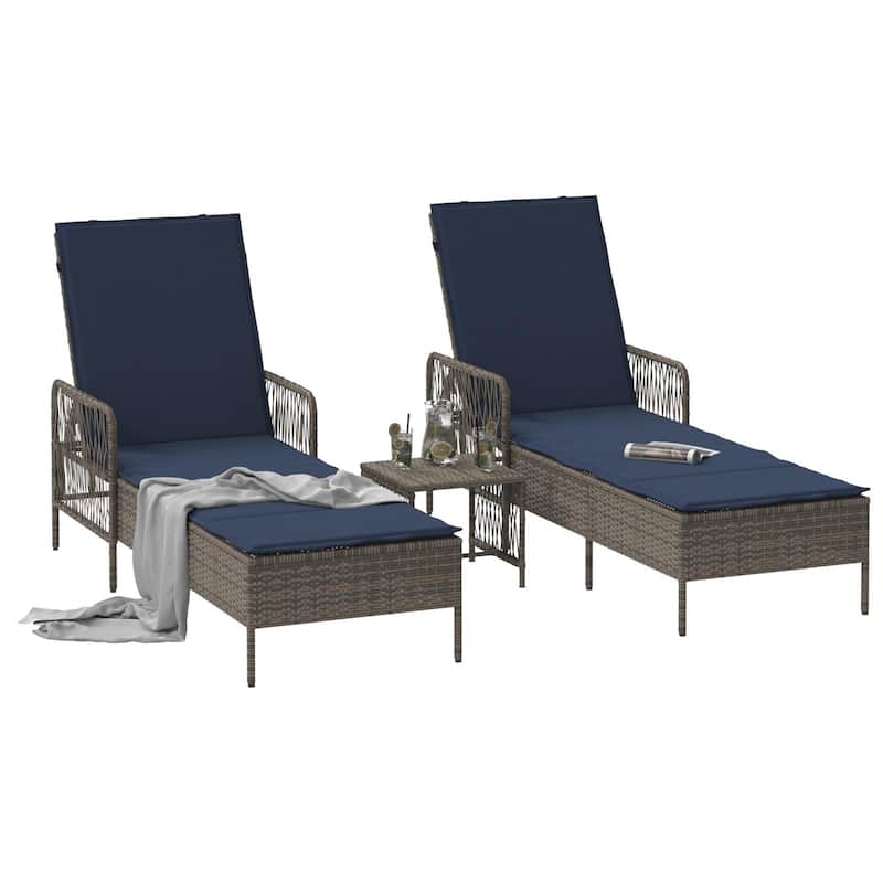 Adjustable Sun Lounger - 61.8 x 21.7 x 36.2 in