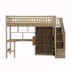 preview thumbnail 11 of 31, Wooden Twin Loft Bed with Built-in Desk, LED Lights, Storage Shelves, Cabinets & Staircase