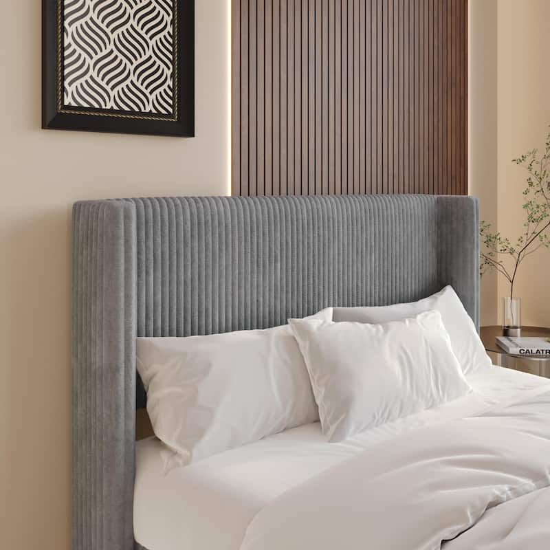 Clayfell Lenox Upholstered Wingback Headboard, Soft Corduroy, Easy to Assemble