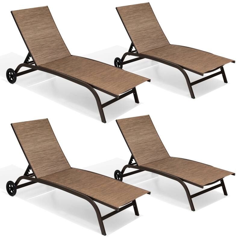 Crestlive Outdoor Adjustable Chaise Lounge Chairs with Wheels - See the Picture