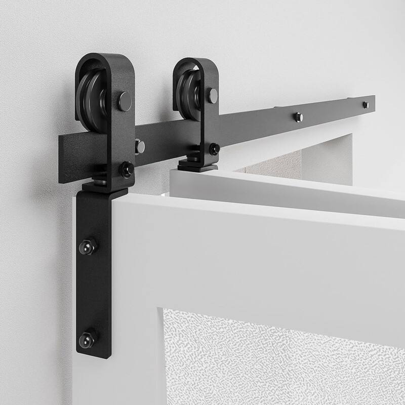 40" Bi-folding Sliding Barn Door Hardware Track Kit for 2 Doors,No Door (Track Length 40" for Double 18" Wide Door)