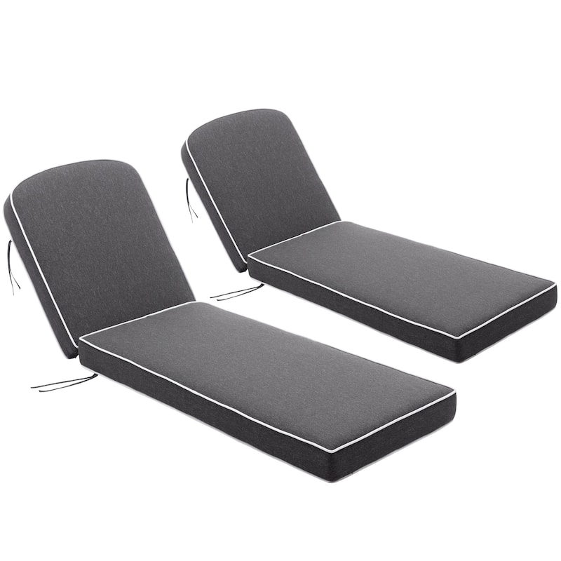 KINWELL Set of 2 Extra Thick Outdoor Chaise Lounge Cushions (5-inch Thick)