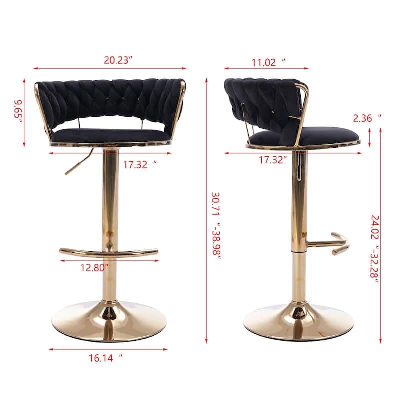 Height Adjustable Bar Stool with Footrest,Set of 2