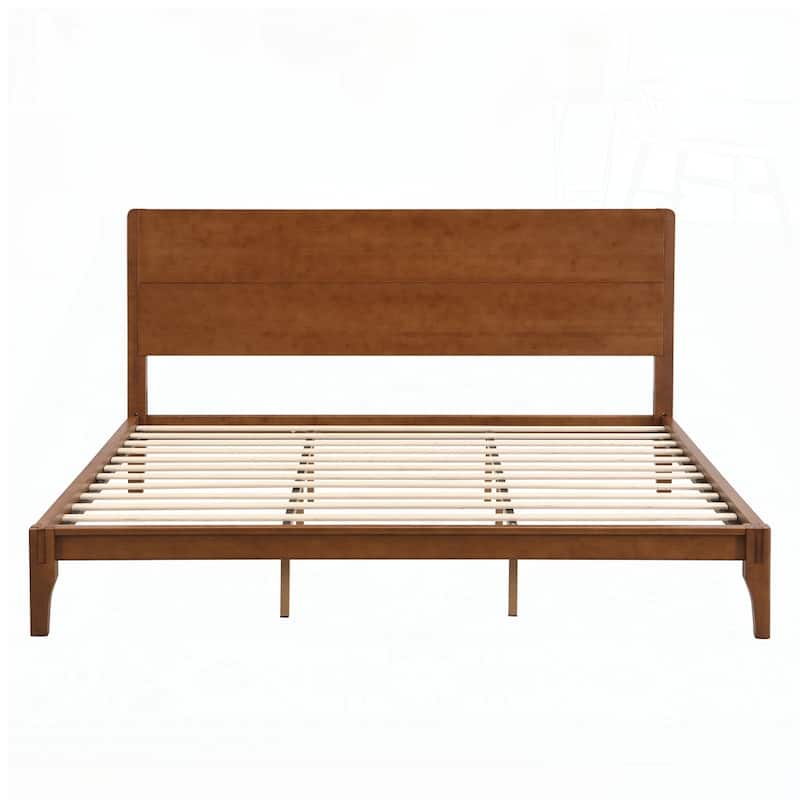 Bamboo Wood Platform Bed with Wood Slat Support