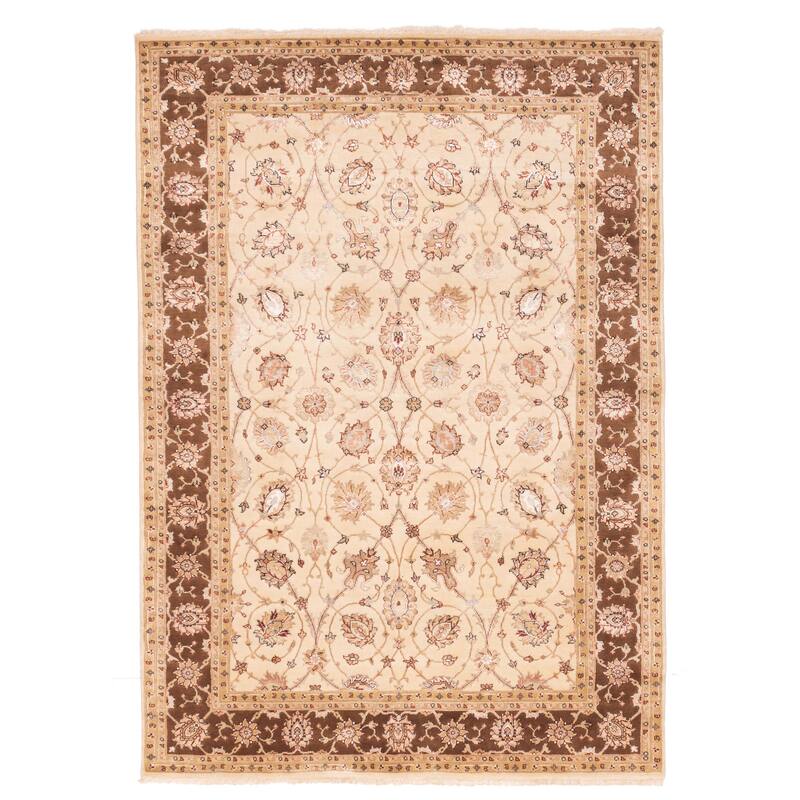 ECARPETGALLERY Hand-knotted Mirzapur Beige Silk, Wool Rug - 5'4 x 7'5
