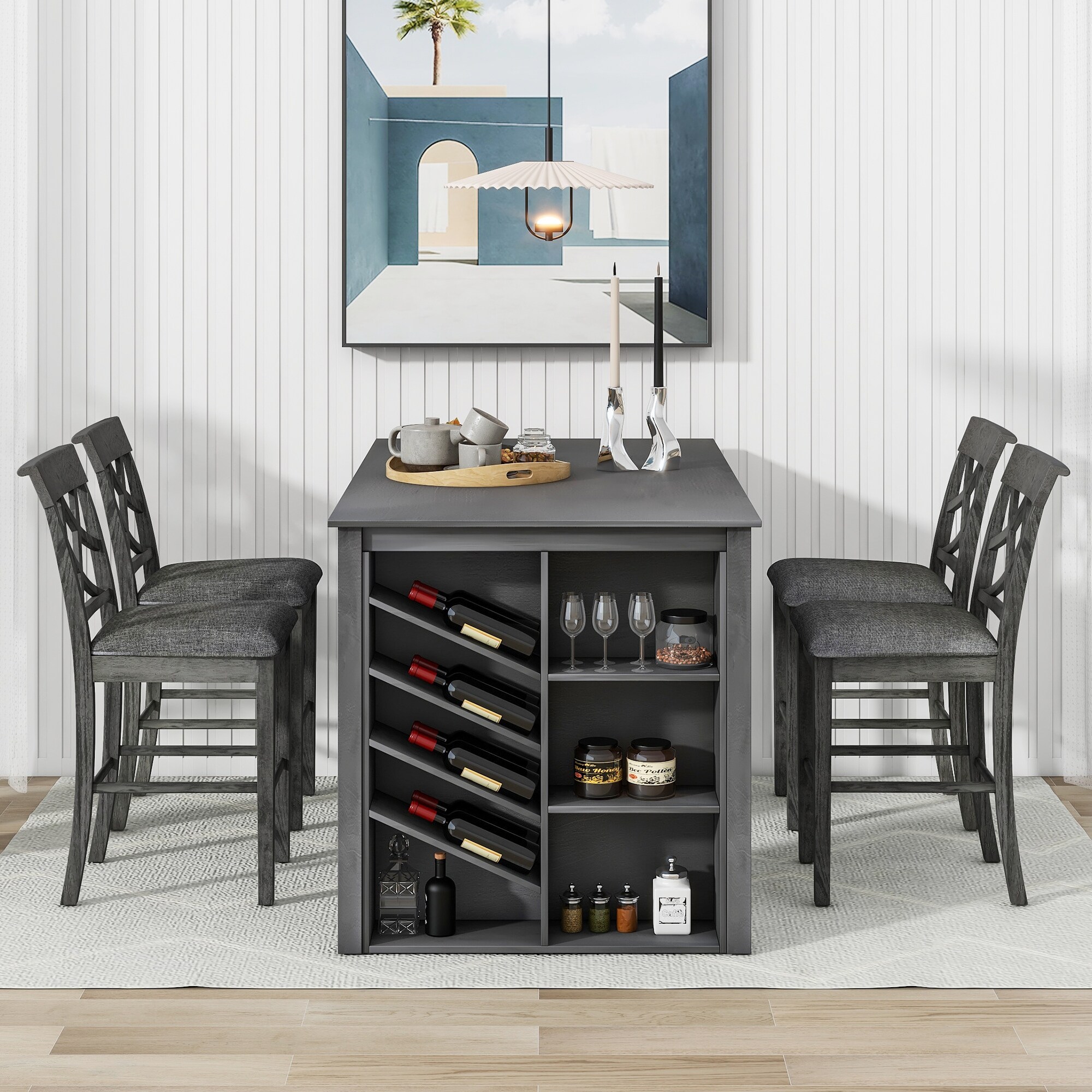 Dining table set with wine rack 2025