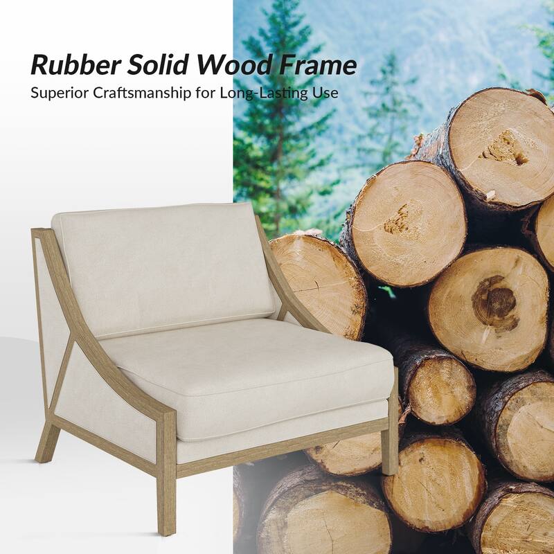 Kim Farmhouse Armchair with Solid Wood Legs