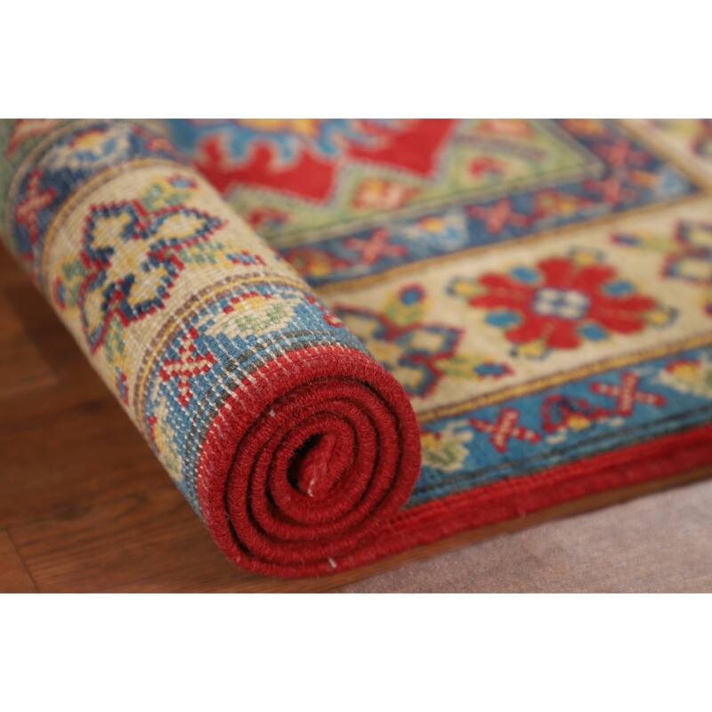 Red Traditional Kazak Rug Handmade Wool Carpet - 2'9" x 4'0"