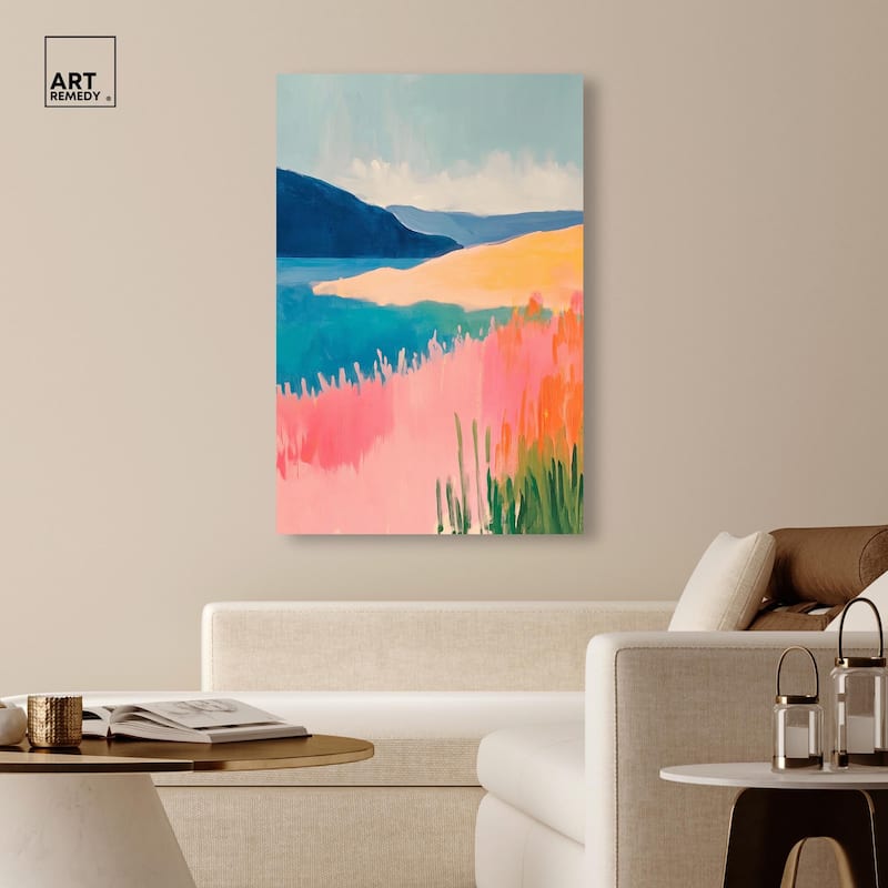 Meadow Meets the Sea Canvas by Art Remedy, Gallery Wrapped