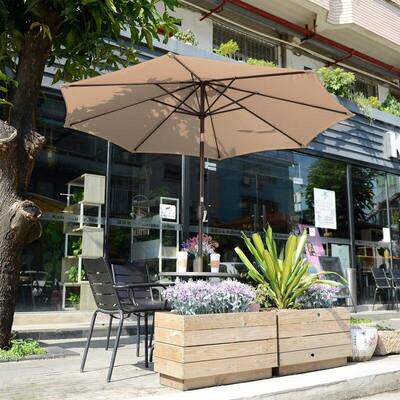 Zenova 9 Foot Outdoor Patio Umbrella - Push-Button Tilt & Crank Patio Table Umbrella