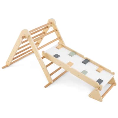 Gymax 3-in-1 Pikler Triangle Climbing Set Kids Montessori Climbing